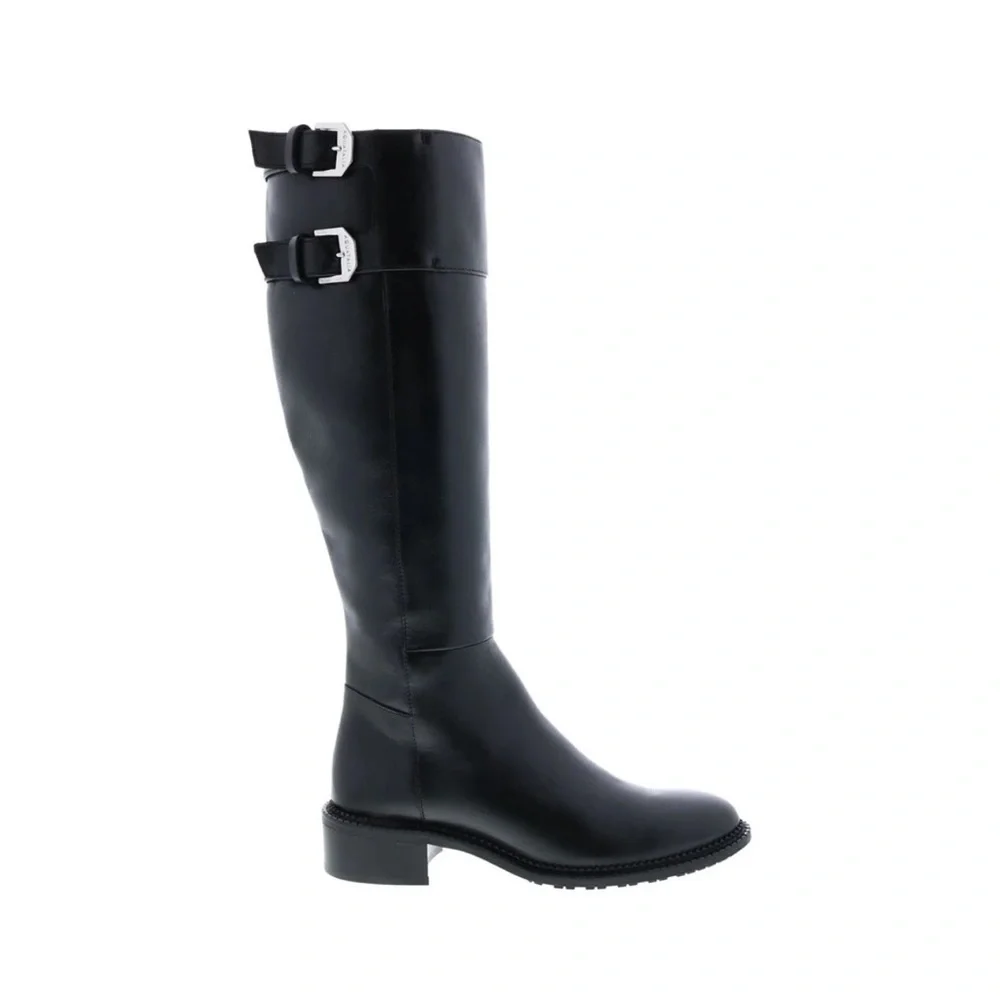 NEW Aquatalia Orsyn Calf Black Leather Zipper Knee High Boots Size 7
